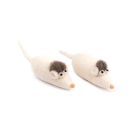 Fellefant Felt Toy for Cats - Handmade Felt Mice Freddy Set of 2 - 100% Natural Wool - Strong & Durable - Ideal for Hunting Game & Activity - Cat Toy