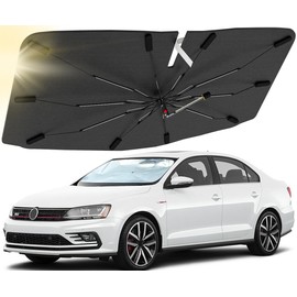 Lluzx Windshield Sun Shade Umbrella Custom Fit for Volkswagen Jetta 2011-2018, Car Sunshade with 360° Rotating Shaft, Car Window Shades for Front Windshield Sunlight Protection