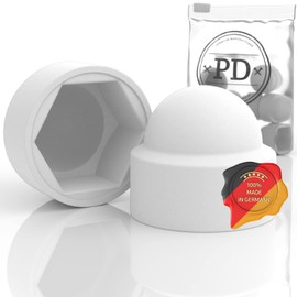 PD® Hexagonal protective caps M5 (wrench size 8), cover caps for screws, white, made of plastic, durable cover caps for nuts and screw head, screw cover, white, pack of 10