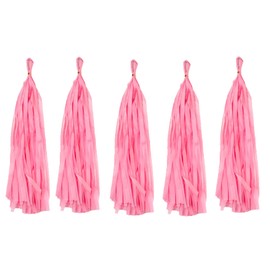 Tissue Paper Tassels Crepe Paper Streamers 25cm x 35cm Garland Bunting Pink Crepe Paper Craft Tassel for Baby Bridal Shower Birthday Party Hanging Decorations 10pcs