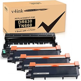 V4INK Compatible DR-630 TN-660 Set Replacement for Brother DR630 Drum TN660 Toner (1 Drum + 3 Toners Set) for Brother HL-L2300D HL-L2320D HL L2340DW L2360DW L2380DW MFC-L2700DW MFC L2720DW L2740DW