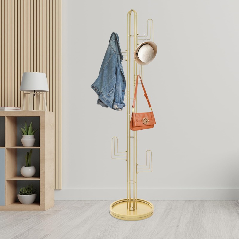 WsrrLun Freestanding Coat Rack, Cactus Shape Clothing Stand with 6