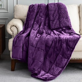 Uttermara Weighted Blanket King Size 15lbs 80x87 Inches, Sherpa Weighted Blankets for Adult, Soft Warm Sherpa & Cozy Fleece, Heavy Blanket for Calming and Sleep, Purple