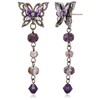 ANNA SUI SAMA1420 XV Butterfly Motif 2-Way Earrings, Purple, Metal,