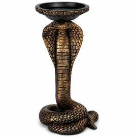 Resin King Cobra Snake Statue Candle Holder, Coiled Snake Figurine Sculpture for Home Office Desk Decoration, Garden Yard Outdoor Halloween Decor, Unique Animal Candle Stand Centerpiece