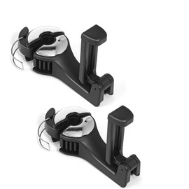 WANGCL 2 Pack Universal 360° Rotatable 2 in 1 Car Seat Hook for Purses and Bags with Phone Holder (Black)