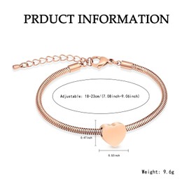 VCCWYQK Mini Heart Urn Bracelet for Ashes for Women Girls Stainless Steel Cremation Urn Bracelet Bangle for Ashes Keepsake Memorial Jewellery Gifts, Stainless Steel, No gemstone