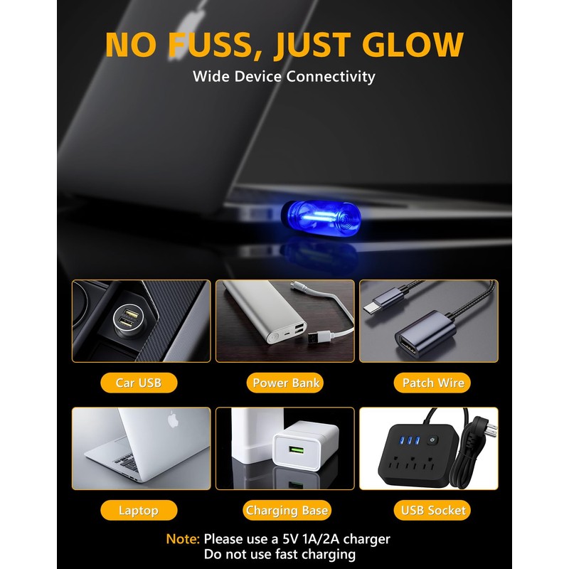 GSOWO 2PCS USB Lights for Car, Touch Adjustment Lights, Plug