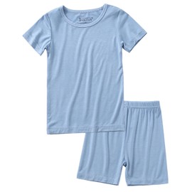 Jimonda Baby Boys Girls Pajama Sets Toddler Sleepwear Cool Jammies 2pcs Viscose from Bamboo PJs Short Sleeved 18M-8Y(Blue-5T)