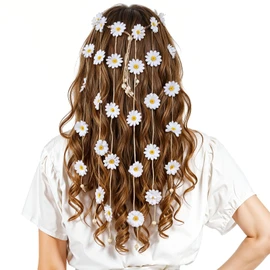 Daisy Flower Hippie Headband Floral Crown Sunflower Hair Accessories Sunflower Headband Women Adjust Flower Headdress for Bohemian Weddings, Parties, Photography