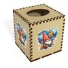 Square 'Garden Gnome & Robin' Wooden Tissue Box Cover (TB00061693)