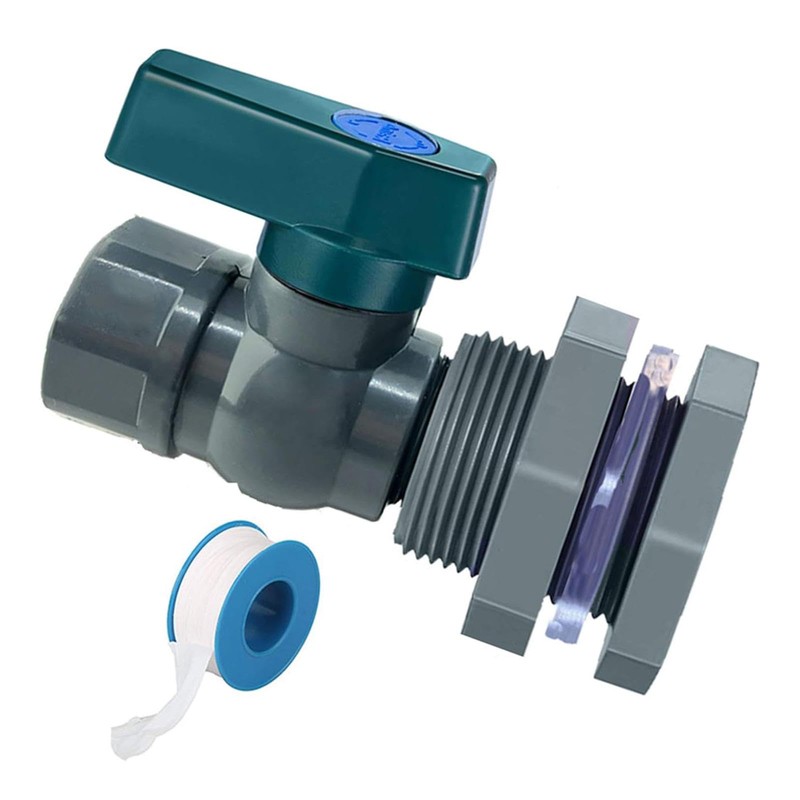 SEIWEI Regentonne Ablassventil Kit, 1" Regenfass-Zapfensatz mit Schottanschluss und Gewindeabdichtung