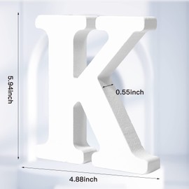 AOCEAN 6 Inch White Wood Letters - Unfinished Wood Letters for Wall Christmas Decor Standing Letters Slices Sign Board Decoration for Xmas Home Party Projects (K)