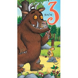 The Gruffalo Age 3 Birthday Card, Happy 3rd Birthday Gruffalo Card, The Gruffalo Birthday Card Age 3,Multi,210 x 290 mm