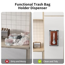 ALOCEO Plastic Grocery Bag Holder - Extra Large Trash Bag Dispenser Wall Mount with Mounting Accessories - Walnut Black Reusable Bags Storage Organizer for Kitchen, Under Sink, Pantry, Garage