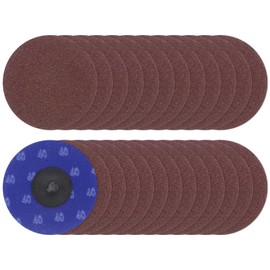 HARFINGTON 25pcs Quick Change Sanding Discs 3" 40 Grit R-Type Roll Lock Aluminum Oxide Conditioning Disc Sandpaper for Die Grinder Grinding Fast Cutting, Red Brown
