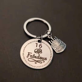 16th Birthday Gifts Keychain for Teen Girls Sweet 16 and Fabulous Key Chain for Daughter Friends Niece 16 Year Old Girl Birthday Gift Ideas