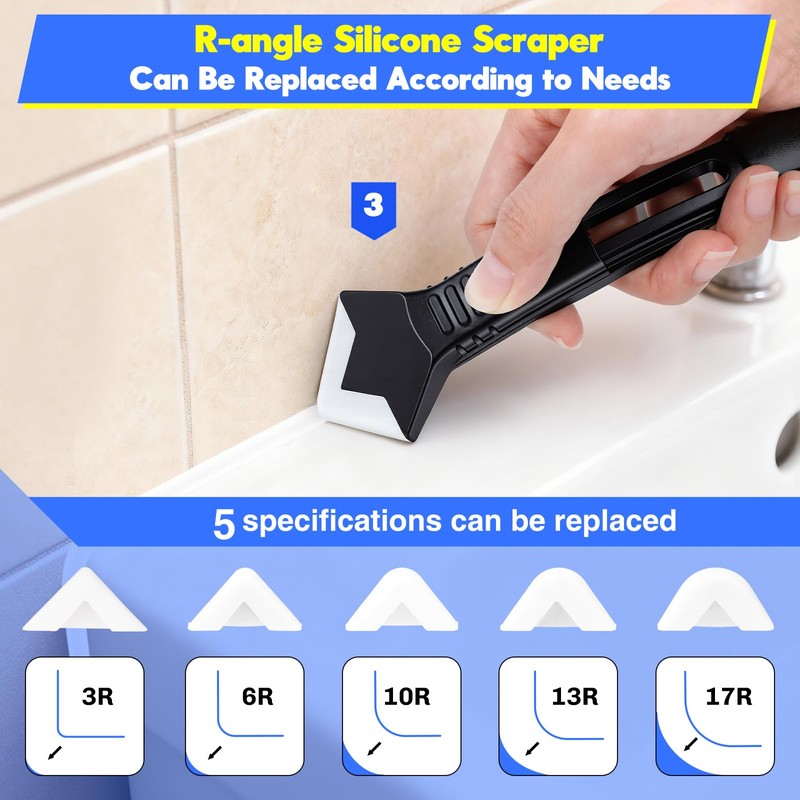 Silicone Caulking Tool Kit 3 in 1, Glass Glue Angle