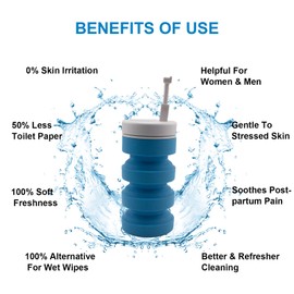 Collapsible Handheld Portable Bidet With Retractable and Angle-Adjustable Nozzle,Hook,300ML,Silicone Peri Bottle For Personal Hygiene Cleaning,Outdoors Camping & Travel,Bidet Sprayer for Women Men 1Pc