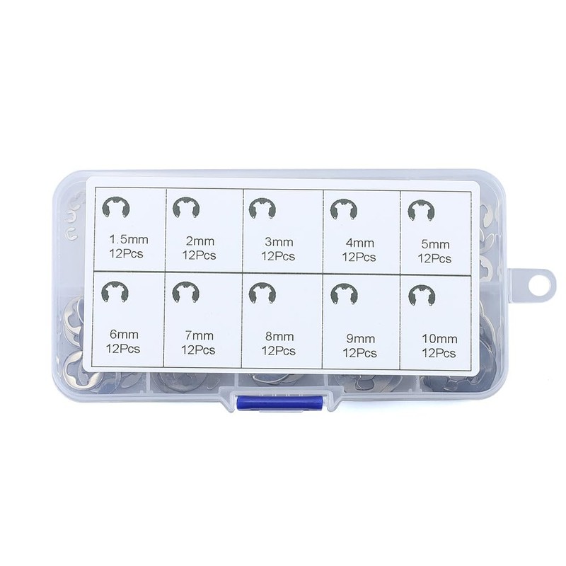 Glvaner 10 Sizes 120 Pcs E-Ring Circuit Clip Stainless Steel