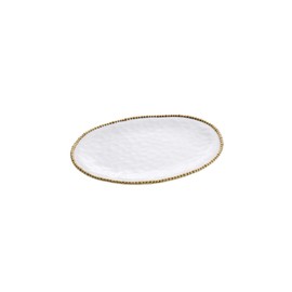 Pampa Bay Porcelain Large Oval Thanksgiving, Christmas, Hannukah, and Holiday and Party Serving Platter (White and Gold)
