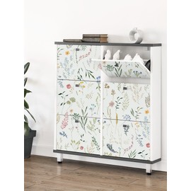 Dimoon 236"x16.1" Floral Peel and Stick Wallpaper Beige Contact Paper Thicken Wallpaper Delicate Flower Waterproof Green Leaf White Self Adhesive Removable Wall Paper Shelf Liner Decal Vinyl Roll