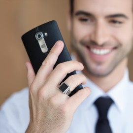 Chimoda 925 Sterling Silver Rings for Men - Striped Mens Sterling Silver Ring with Onyx, Turquoise or Blue CZ Stone options, Anillos Para Hombre (Onyx_11)