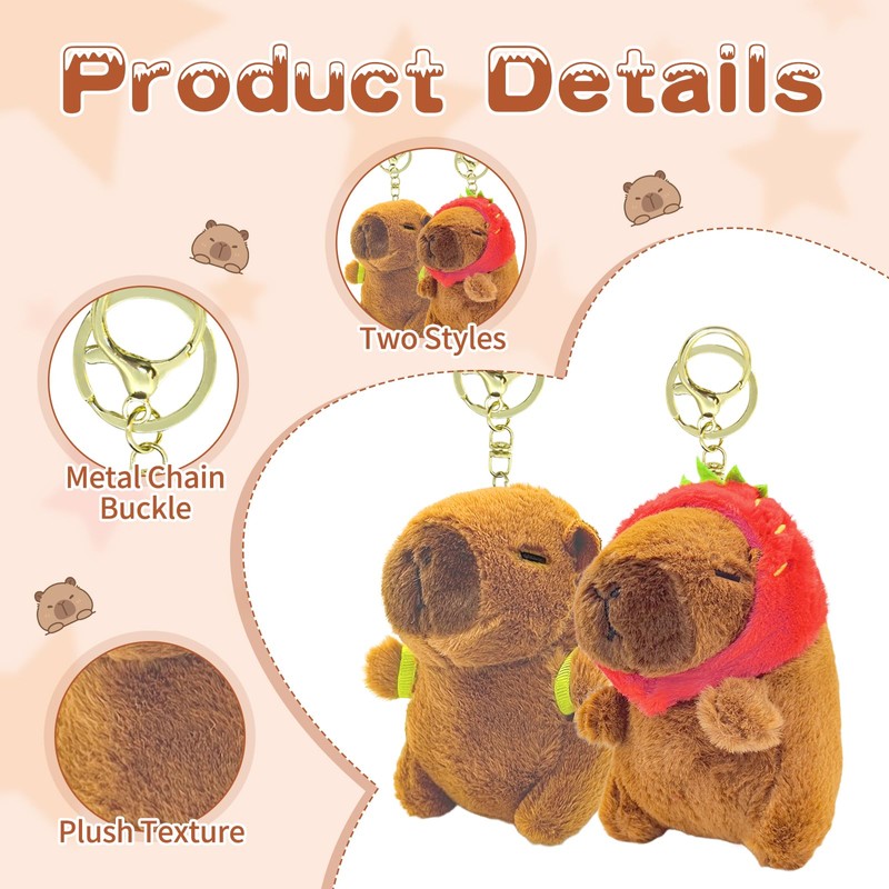 LHOEST Capybara Cuddly Toy Key Ring, Capybara Plush Toy, Capybara