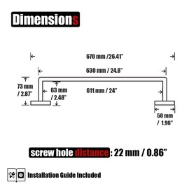 JQK Black Towel Bar, Rounded Edges 26.41 Inch Towel Rack, 304 Stainless Steel Bathroom Wall Mount, Useable Length 24 Inch, TB250L24-PB