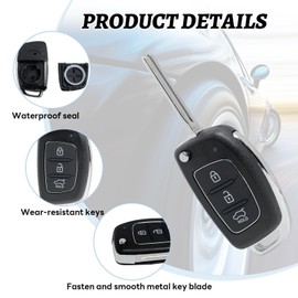 Car Key Shell Compatible with Hyundai I10 I20 I30 I40 Ix20 Ix30 Ix35 Ix45 Ix55 Tucson Santa Fe Elantra Accent 3 Buttons Key Remote Control Key Housing Replacement Key