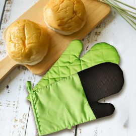 candlechoice 2 Pack Oven Mitts Non-Slip Silicone Cotton Heat Resistant Kitchen Gloves,Green