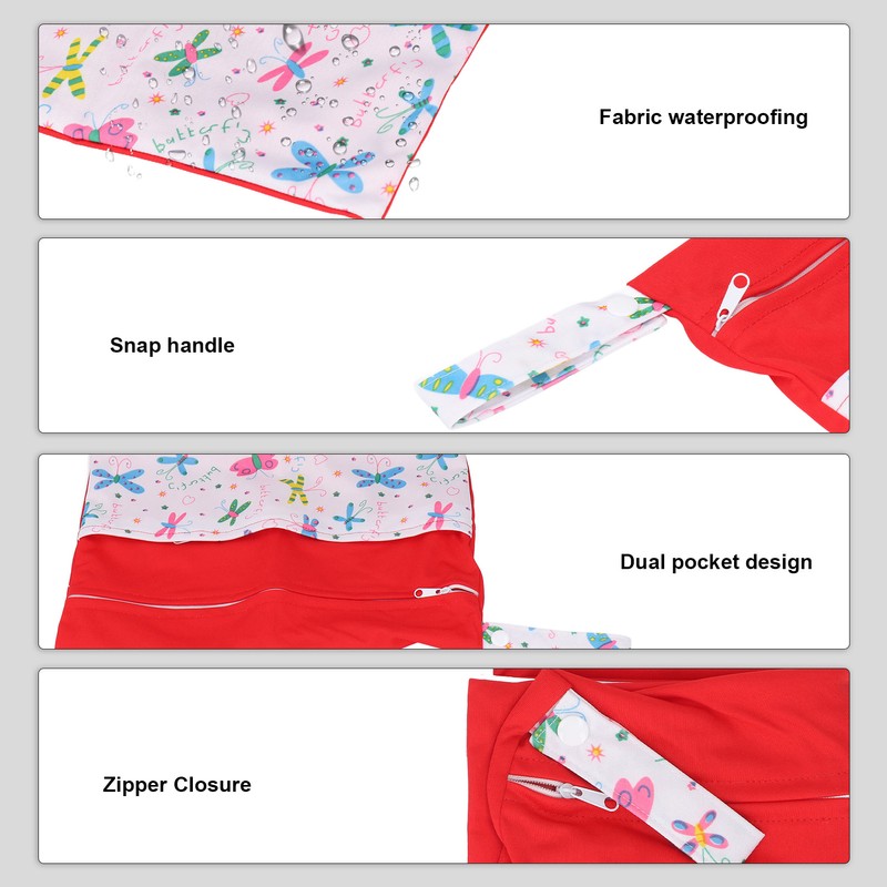 2pcs Cloth Diaper Wet Dry Bags Waterproof Reusable Wet Bags