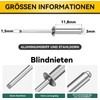 Dayalo 100 Pieces Aluminum Blind Rivets 3.2 x 10 mm