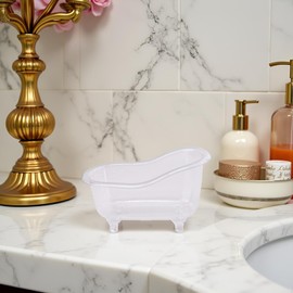 Clear Mini Bathtub Sundries Storage Box Jewelry Storage Box Makeup Organizer Container Desktop Storage, Makeup Holder, and