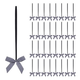 Meseey 30pcs 8 Inch Stretch Elastic Loops with Pre-Tied Ribbon Bows for Gift Wrapping,Baby Showers, Weddings, Christmas Boxes (8 Inch, Black and White)