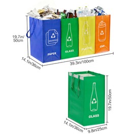 4 PCS Recycle Bin,Separate Recycling Bin,Reusable Waterproof Waste Baskets for Kitchen Office Home,Indoor Recycle Bins Waste Trash Sorting Organizer
