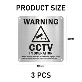 3 Pieces Cctv Signs, Cctv Warning Signs, Cctv Camera Signs, Cctv Outdoor Signs, Brushed Warning Signs, Warning Signs, Aluminum Surveillance Signs, Cctv Running Signs