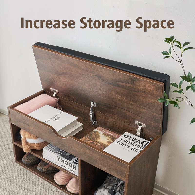 Apicizon 31 Inches Storage Bench, Shoe Bench with Flip Top