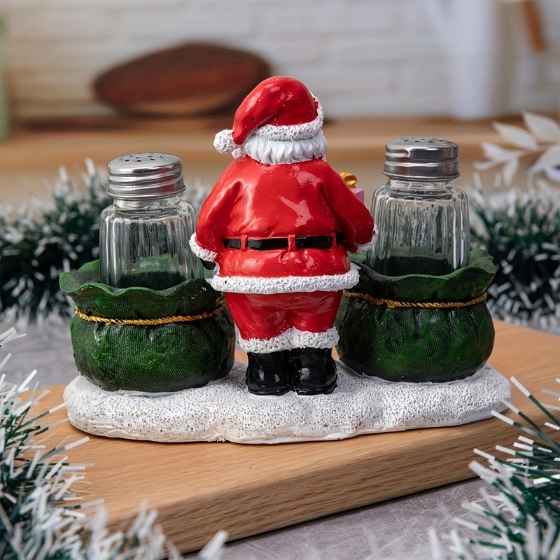 Holiday Salt and Pepper Shakers,Transparent Seasoning Shaker with Tray -