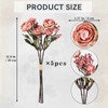 UUXX Pink Ranunculus Artificial Flowers 5 Bouquets Fake Silk Mini