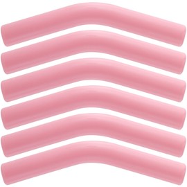 HINZIC 6Pcs 8MM Metal Straw Tips Food Grade Reusable Silicone Straw Covers Pink Elbow Straw Tips Replacement for Hydraflow Stainless Steel Straws