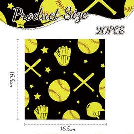 Kotkiddy 20 Stück Softball Geburtstagspartyartikel Softball Party Papier Servietten Sport Thema Party Einweg Servietten Dekorationen für Team Sport Party Geschenke