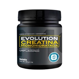 EVOLUTION, Monohidrato de Creatina, Suplemento Alimenticio, Creatina Monohidratada, Sugar Free, Pre Workout, Sin Sabor, 50 Porciones, 250g            