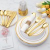Goodluck 350 Piece Gold Plastic Dinnerware Set for 50 Guests,