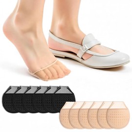 Hpmjz 6Pairs Toe Toppers No Show Liner Half Socks for Women Seamless Grip Non Slip Hidden Toes Covers Invisible Non-Skid Bottom for Mule Heels Ball of Foot Cushion Socks Women's Toe Cover