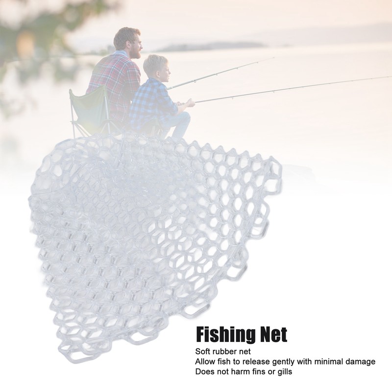 Fly Fishing Landing Net Collapsible Clear Rubber Replacement Bag for