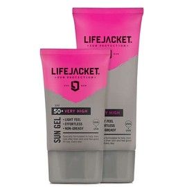 LifeJacket Sun Protection Gel SPF 50 UVA, UVA 5* Sun Cream/Sunscreen factor 50, Face + Body 100ml Lightweight, Non-greasy, Water resistant, Cruelty free, Clinically Approved for Sensitive & Dry Skin