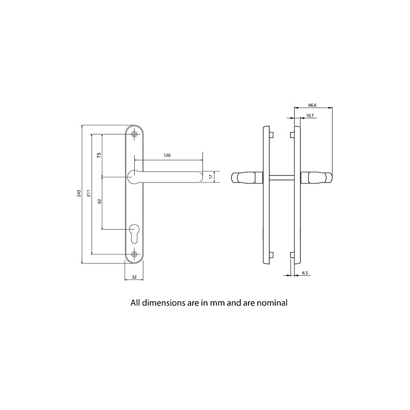 uPVC Door Handles Set Lever/Lever White 92pz - 210mm Screw