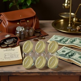 6 Pcs Gold Piggy Bank Replacement Lids - 2.7 Inch Coin Slot Covers for Mason Jars, Regular Mouth Savings Jars and DIY Craft Piggy Banks