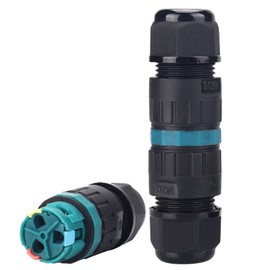 BLLNDX 2PCS IP68 Waterproof Junction Box External Sleeve Coupler Screwless Waterproof Cable Connector Bi Directional 3 Wire Connector Cable Range 9 to 12mm Outdoor Cable Push-On Splices